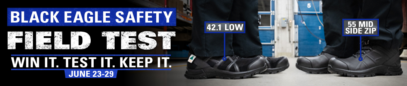 Enter to win, test and keep HAIX Black Eagle Safety 42.1 Low or 55 Mid Side Zip boots. Sign up June 23–29