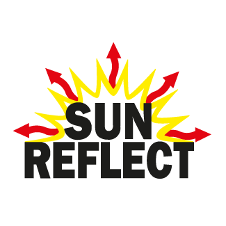 sun-reflectqjTFeMG1UIwEi Sun Reflect logo with yellow rays and red arrows symbolizing heat reflection.