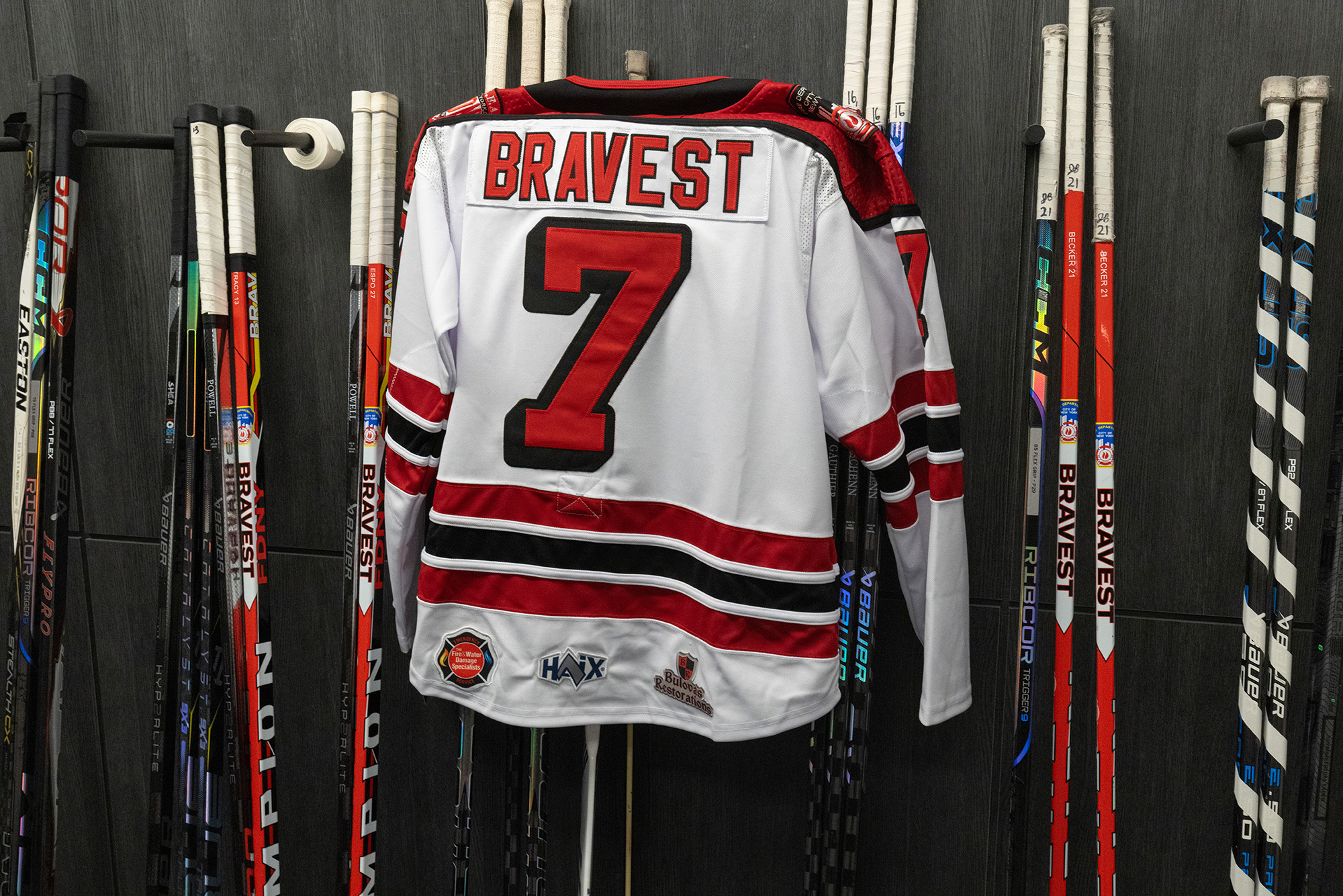Shop the exclusive HAIX hockey jersey featuring the bold 'Bravest 7' design for ultimate performance.