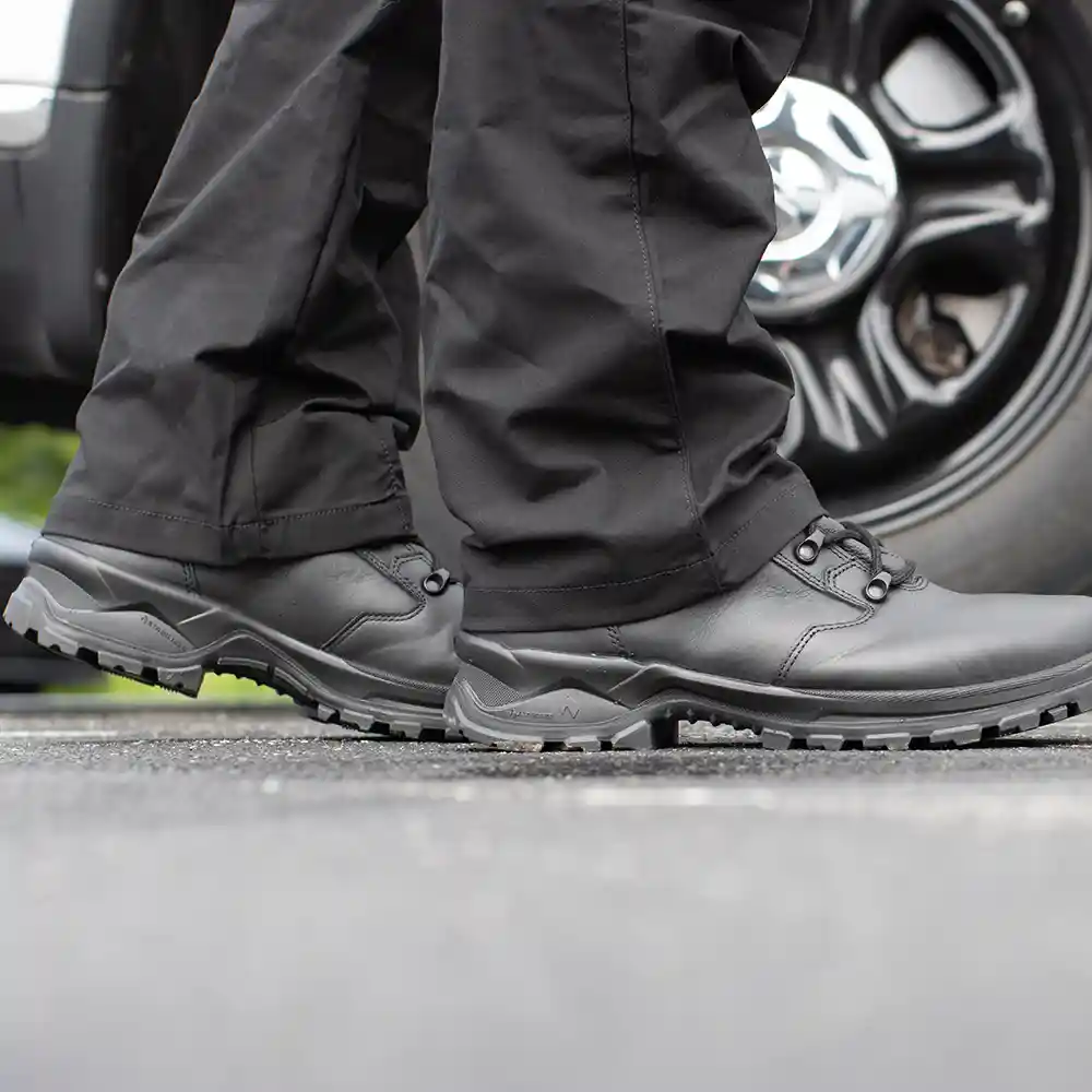 Enforce X High Winter boots worn with black uniform boots in motion, highlighting lightweight comfort.
